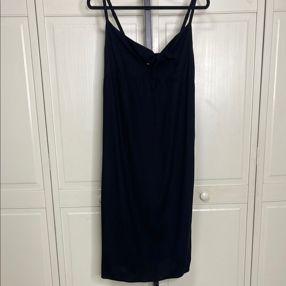Old Navy Women’s Tie Front Size XL Navy Blue Sleeveless Linen Blend Shift Dress - Picture 1 of 9
